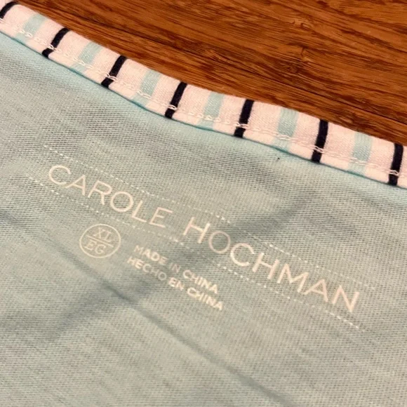 Like New. Carole Hochman Aqua Blue Tank & Blue White Striped Shorts Pajama Set. - Picture 5 of 14